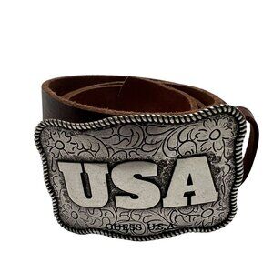 GUESS USA Genuine Leather Belt in Brown